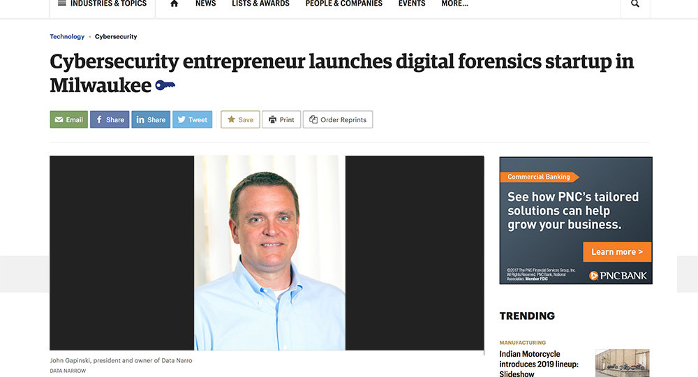 Data Narro in the Milwaukee Business Journal